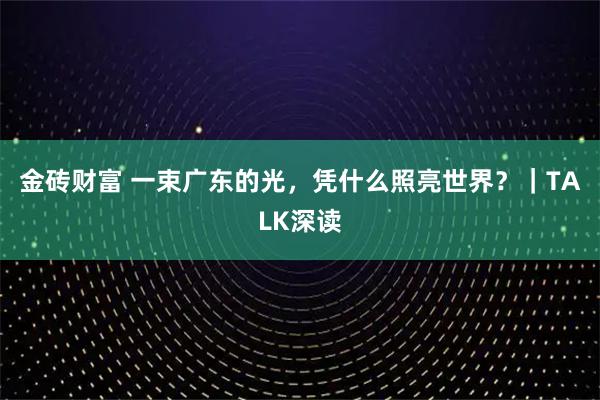 金砖财富 一束广东的光，凭什么照亮世界？｜TALK深读